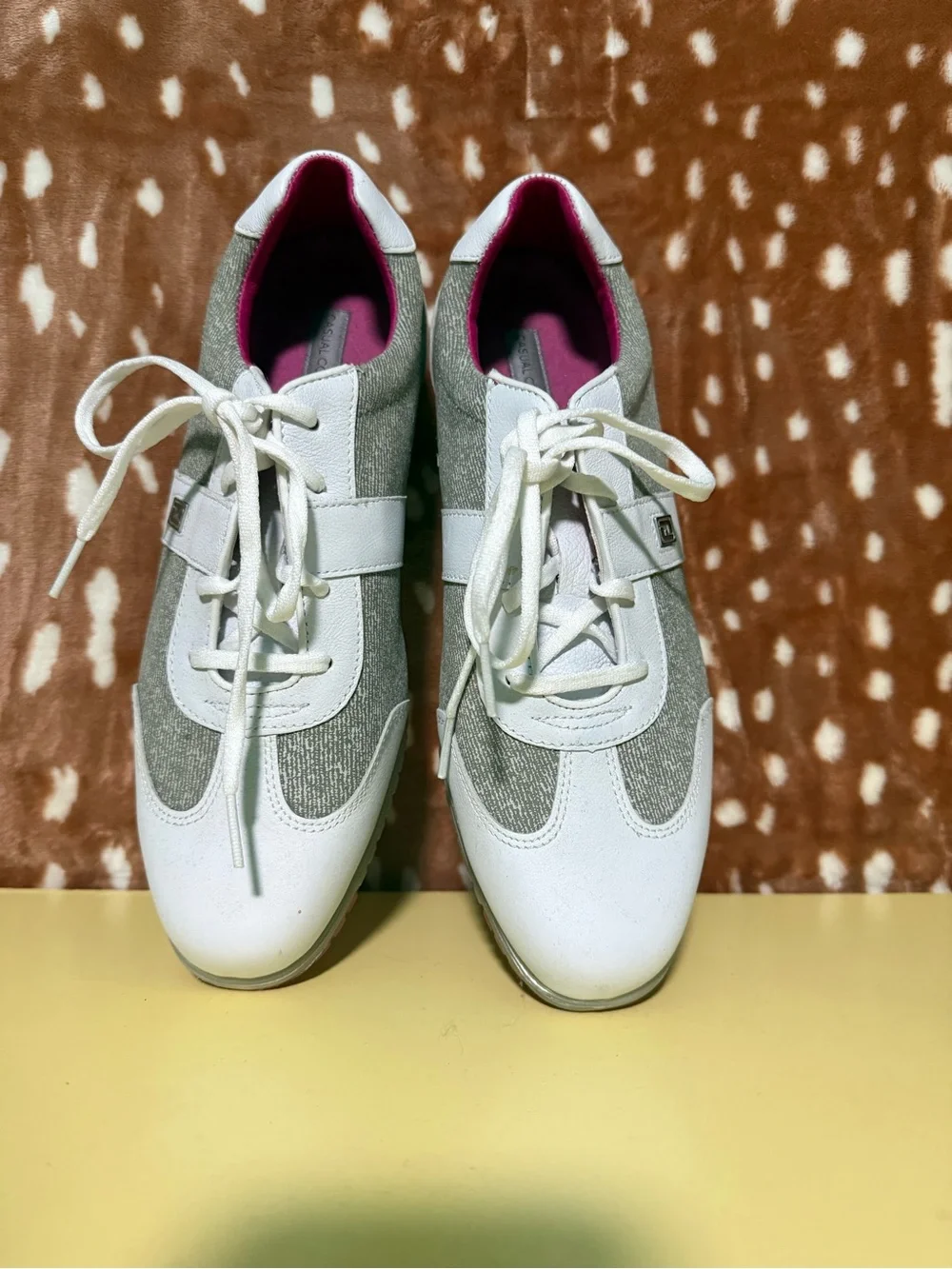 FootJoy White, Gray and Pink Golf Lace-Up Shoes